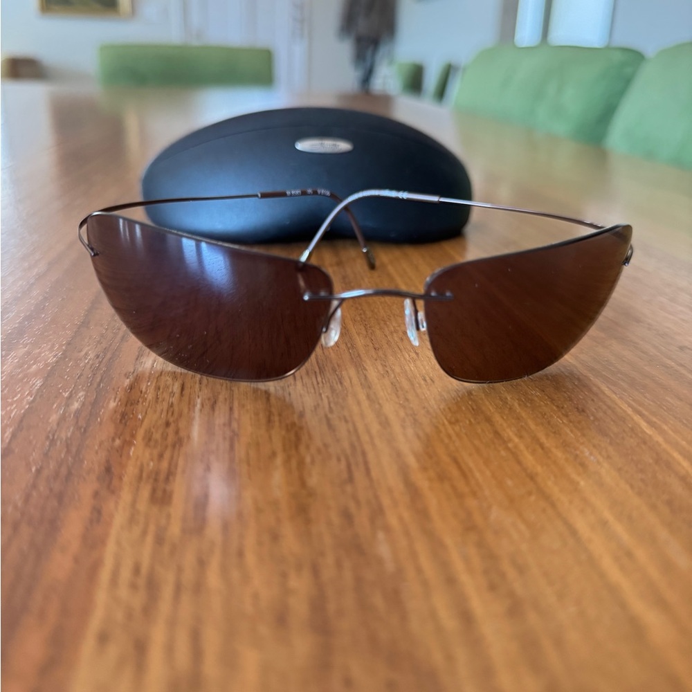 Sillouette Brown Rimless Sunglasses